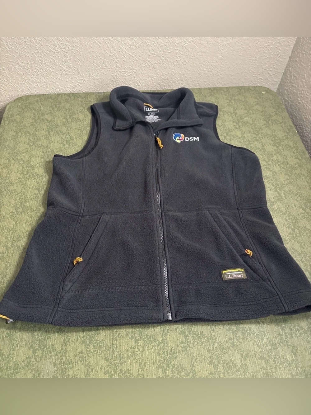 L.L. Bean black Fleece Zip Vest with DSM Logo